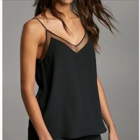 Babaton Tops - Babaton‎ Black Mesh Trim V-Neck Cami Tank Top Women's XS Sleeveless Adj-Straps